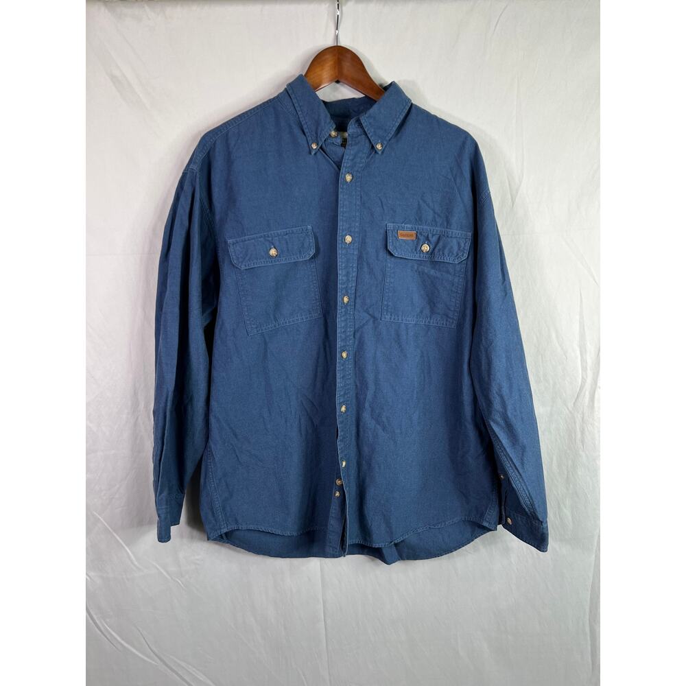 Carhartt men durable workwear long sleeve button up size Large casual cotton
